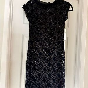 Eliza J Black Sequin Midi Sheath Dress Brand New with tags